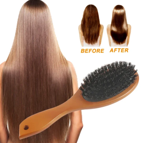 Boar Bristle Brush, Oval Wooden Hairbrush