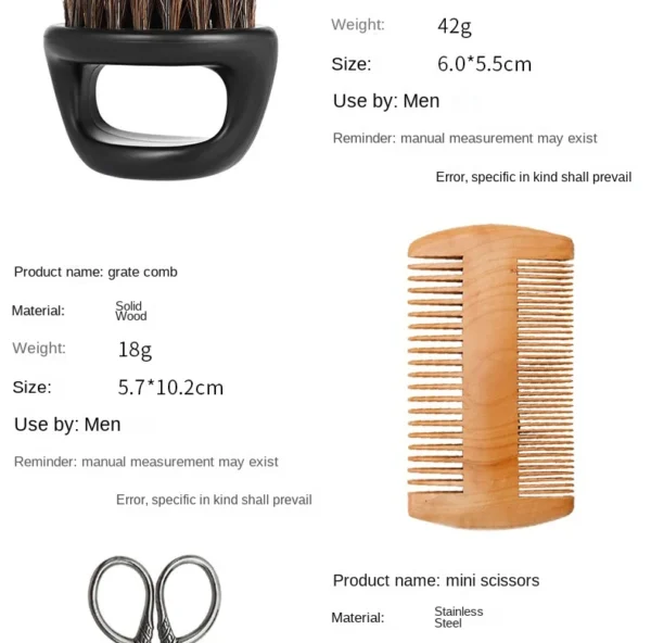 Boar Bristle Brush Set for Beard Styling & Shaving - Image 5