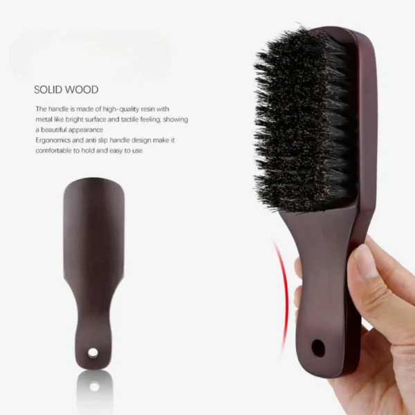 Boar Bristle Brush with Wood Handle for Beard - Image 2
