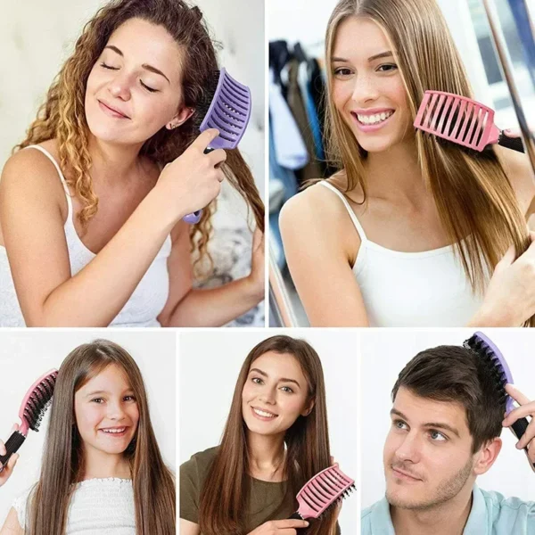 Boar Bristle Brush Scalp Massage Comb for Curly Hair - Image 4