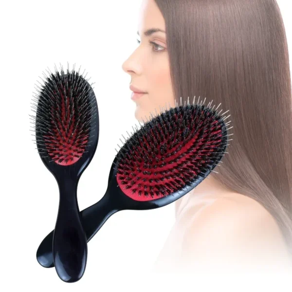 Boar Bristle Brush Oval Anti-Static Scalp Massage Comb - Image 2