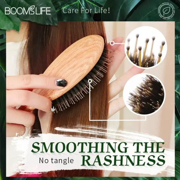 Boar Bristle Brush: Anti-Static Styling Brush for Thick Hair - Image 2