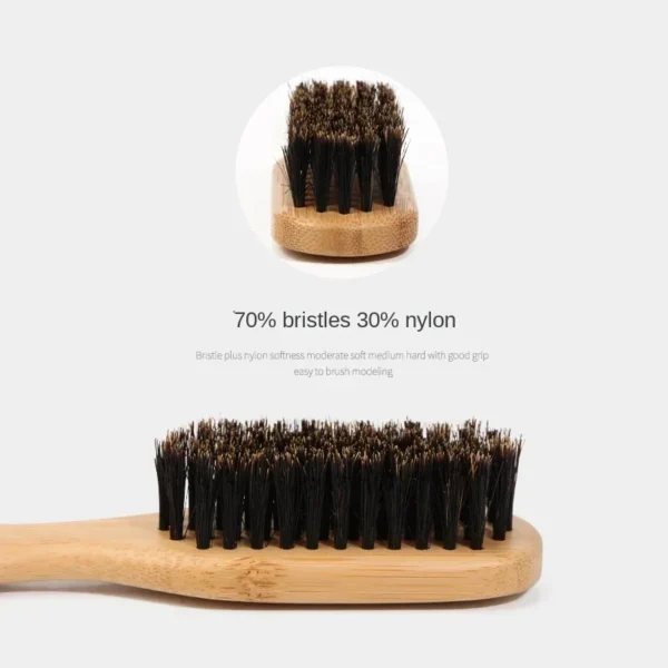 Boar Bristle Brush Wood Handle Anti-Static Tool - Image 3