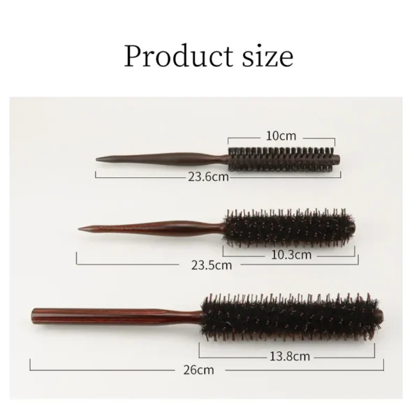 Boar Bristle Brush Wooden Handle Round Styling Tool - Image 4