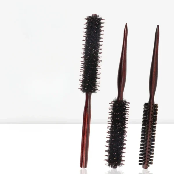 Boar Bristle Brush Wooden Handle Round Styling Tool - Image 2