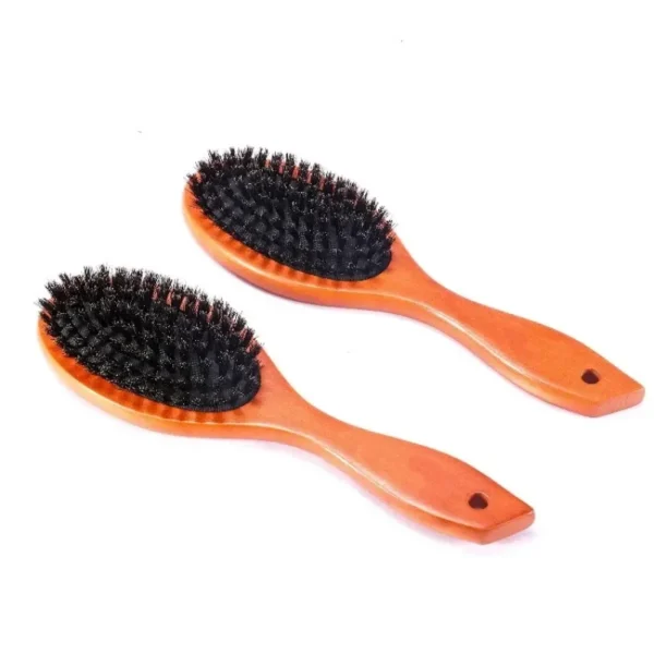 Boar Bristle Brush – Wood Handle Detangling Comb - Image 4