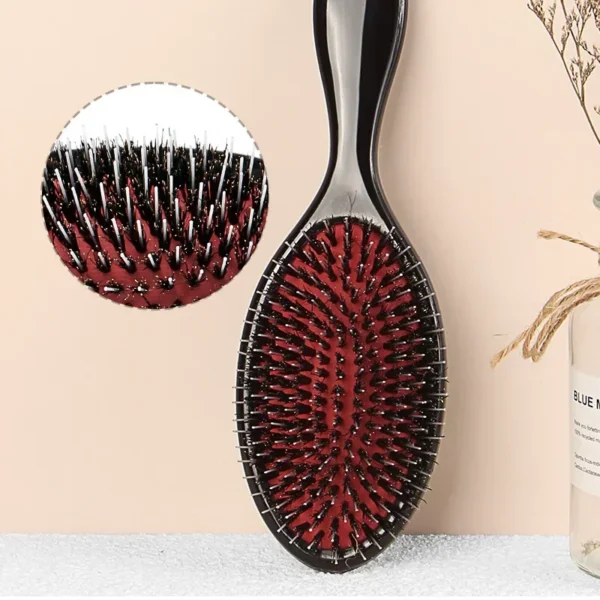 Boar Bristle Brush Oval Anti-Static Scalp Massage Comb - Image 3