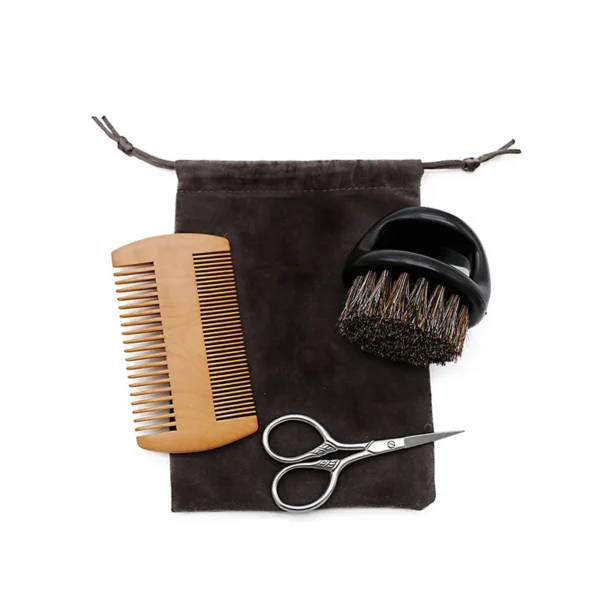 Boar Bristle Brush Set for Beard Styling & Shaving - Image 3