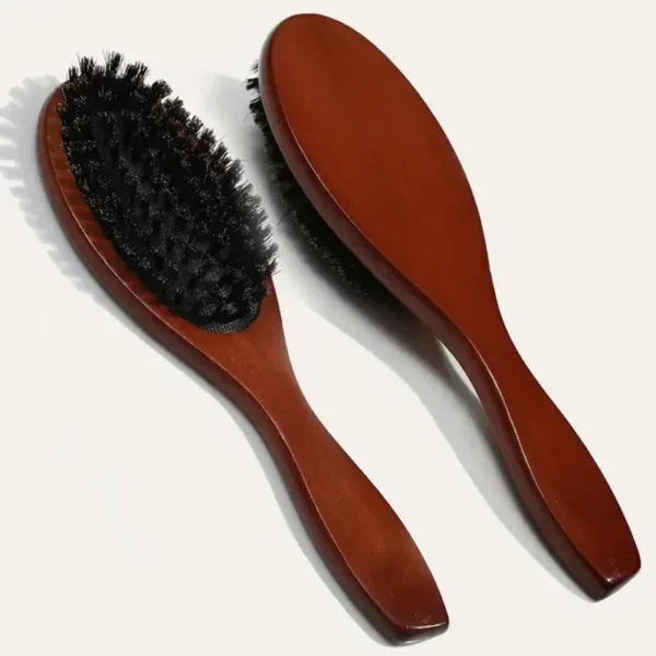 Boar Bristle Brush – Wood Handle Detangling Comb - Image 2