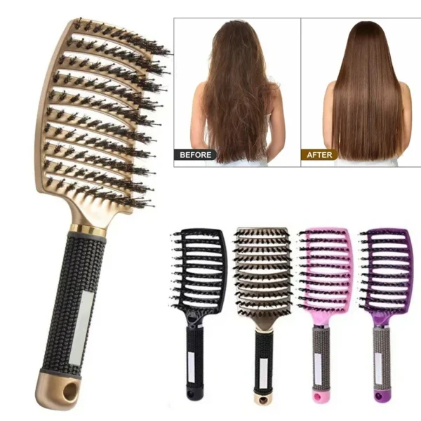Boar Bristle Brush Scalp Massage Comb for Curly Hair