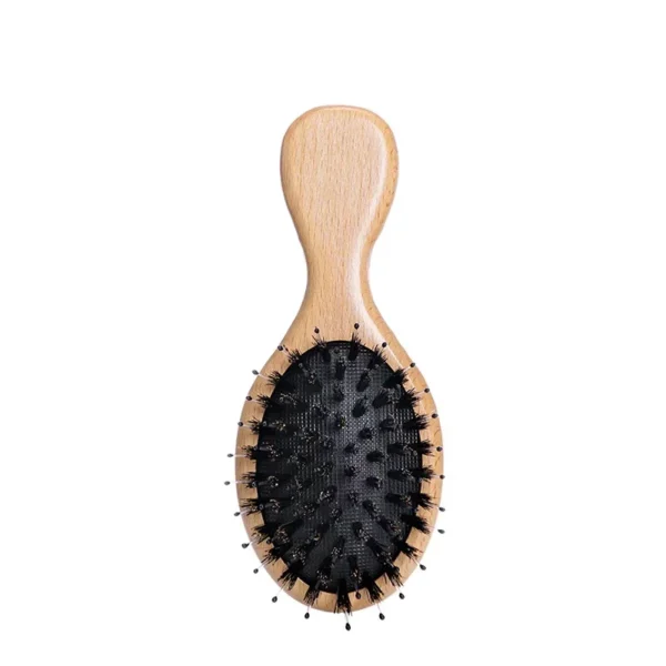 Boar Bristle Brush Oval Wood Anti-Static Hair Styling Tool - Image 4