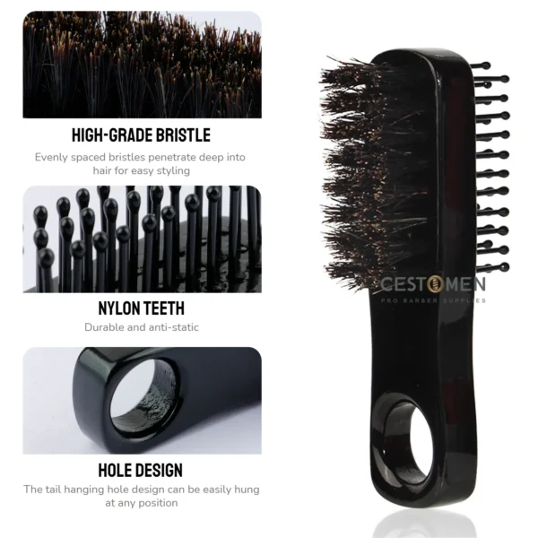 Boar Bristle Brush – Double Sided Barber Cleaning Tool - Image 2