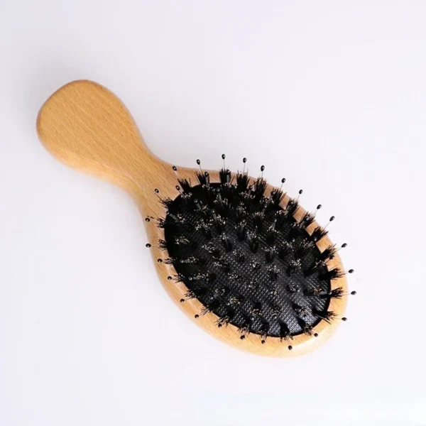 Boar Bristle Brush Oval Wood Anti-Static Hair Styling Tool - Image 5