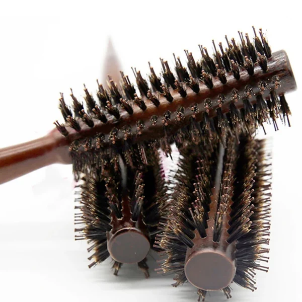 Boar Bristle Brush – Anti-Static Wood Round Hair Brush - Image 4