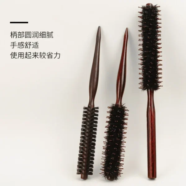 Boar Bristle Brush Wooden Handle Round Styling Tool - Image 3