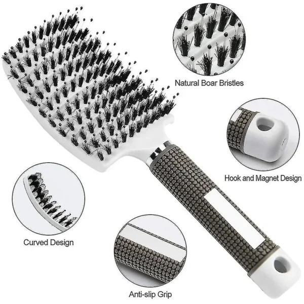 Boar Bristle Brush Scalp Massage Comb for Curly Hair - Image 3