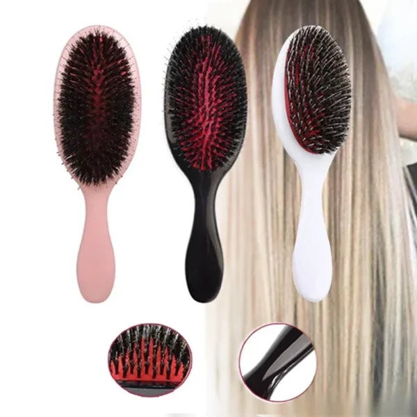 Boar Bristle Brush Oval Anti-Static Scalp Massage Comb