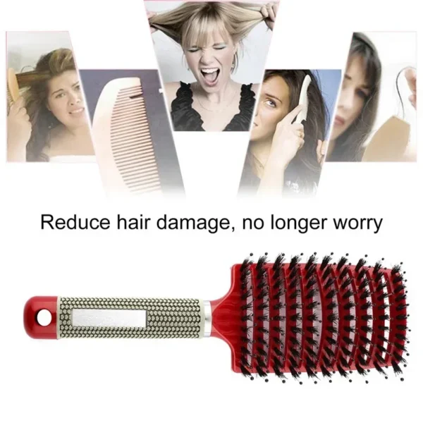 Boar Bristle Brush Scalp Massage Comb for Curly Hair - Image 5