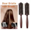 Boar Bristle Brush Wooden Round Hairbrush for Styling
