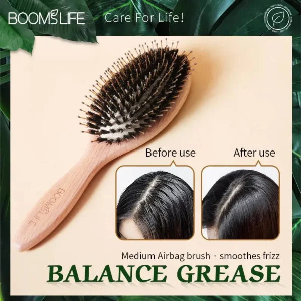 Boar Bristle Brush: Anti-Static Styling Brush for Thick Hair - Image 3