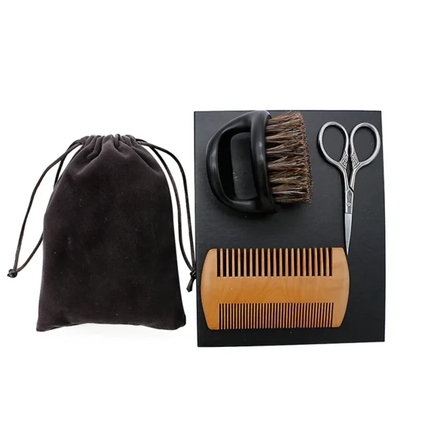 Boar Bristle Brush Set for Beard Styling & Shaving - Image 4