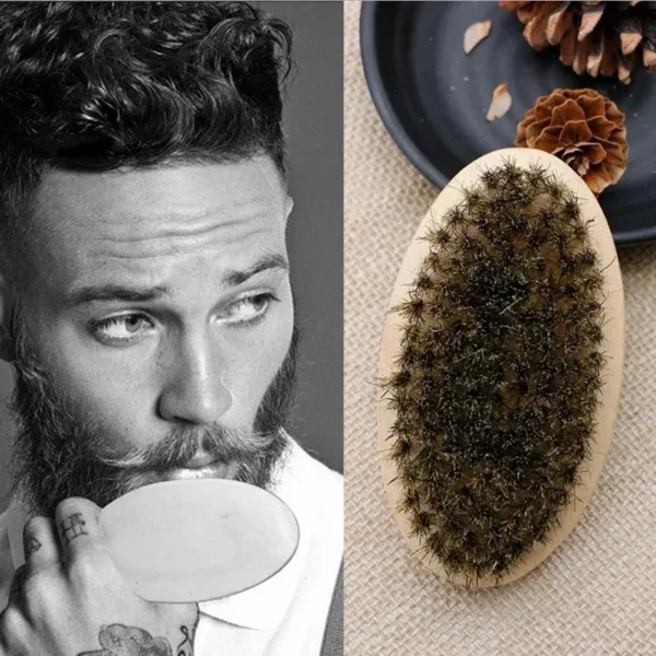 Boar Bristle Brush Beard Comb Kit with Gift Bag - Image 5