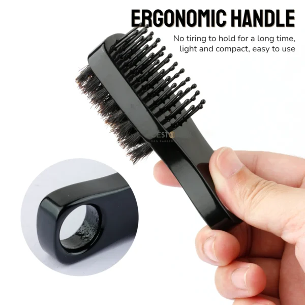 Boar Bristle Brush – Double Sided Barber Cleaning Tool - Image 3