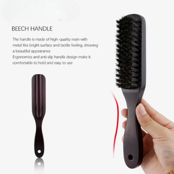 Boar Bristle Brush with Wood Handle for Beard - Image 3